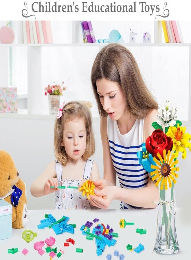 Linkowin Flower Bouquet Building Set,980PCS Creative DIY Plant Bouquet Decoration,12 Artificial Flowers Botanical for Adults Women Girls Ages 6+,Idea Gifts for Mother's Day, Birthdays, No Vase - Image 4